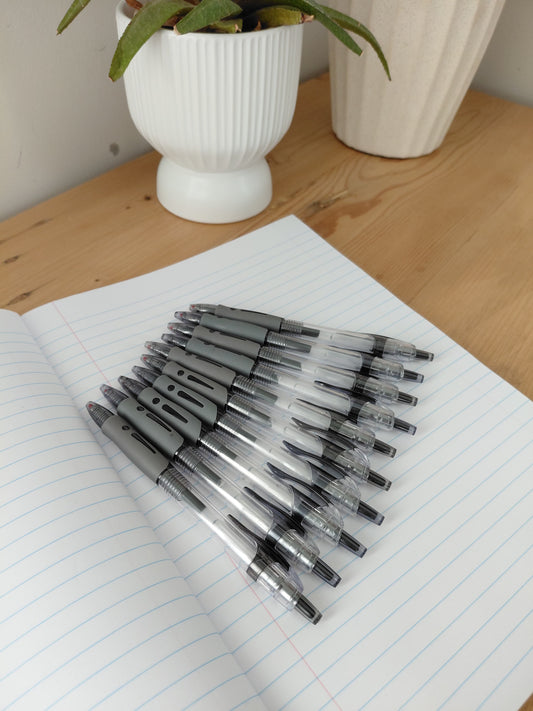 Premium Swart Balpuntpenne met Ergonomiese Greep – Stel van 10